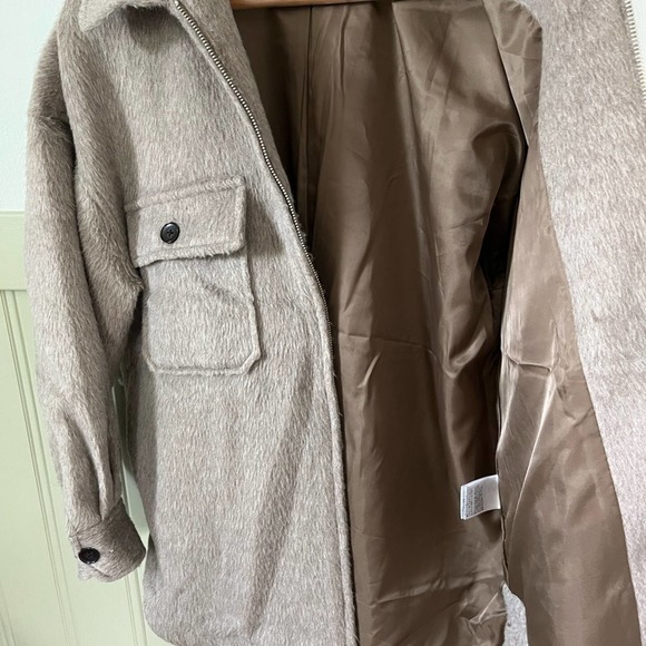 Hare Brown Patch Pocket Oversized Shaggy Teddy Shacket - Picture 7 of 10